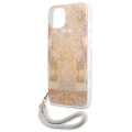 Etui Guess Flower Strap na iPhone 13 mini - złote
