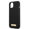 Etui Guess Silicone Logo Plate MagSafe na iPhone 13 mini - czarne