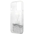 Etui Karl Lagerfeld Liquid Glitter Karl&Choupette Head na iPhone 13 Pro / iPhone 13 - srebrne