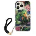 Etui Guess Flower Strap na iPhone 13 Pro / iPhone 13 - niebieskie
