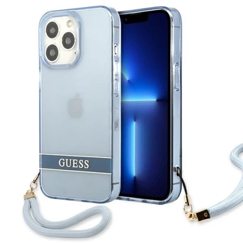 Etui Guess Translucent Strap na iPhone 13 Pro / iPhone 13 - niebieskie