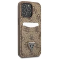 Etui Guess 4G Triangle Logo Cardslot na iPhone 13 Pro / 13 - brązowe