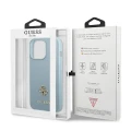 Etui Guess Saffiano 4G Small Metal Logo na iPhone 13 Pro / 13 - niebieskie