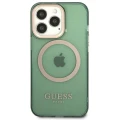 Etui Guess Gold Outline Translucent MagSafe na iPhone 13 Pro / iPhone 13 - zielone