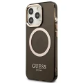 Etui Guess Gold Outline Translucent MagSafe na iPhone 13 Pro / iPhone 13 - czarne