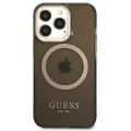 Etui Guess Gold Outline Translucent MagSafe na iPhone 13 Pro / iPhone 13 - czarne