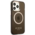 Etui Guess Gold Outline Translucent MagSafe na iPhone 13 Pro / iPhone 13 - czarne