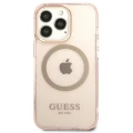 Etui Guess Gold Outline Translucent MagSafe na iPhone 13 Pro / iPhone 13 - różowe