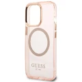 Etui Guess Gold Outline Translucent MagSafe na iPhone 13 Pro / iPhone 13 - różowe