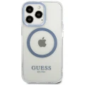Etui Guess Metal Outline MagSafe na iPhone 13 Pro / iPhone 13 - niebieskie