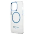 Etui Guess Metal Outline MagSafe na iPhone 13 Pro / iPhone 13 - niebieskie