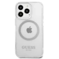 Etui Guess Metal Outline MagSafe na iPhone 13 Pro / iPhone 13 - srebrne