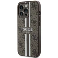 Etui Guess 4G Printed Stripes MagSafe na iPhone 13 Pro / iPhone 13 - brązowe