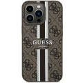 Etui Guess 4G Printed Stripes MagSafe na iPhone 13 Pro / iPhone 13 - brązowe