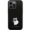 Etui Karl Lagerfeld Silicone Choupette Metal Pin na iPhone 13 Pro / iPhone 13 - czarne