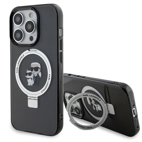 Etui Karl Lagerfeld Ring Stand Karl&Choupettte MagSafe do iPhone 13 Pro - czarne