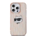 Etui Karl Lagerfeld IML Choupette Head & Monogram na iPhone 13 Pro / 13 - różowe