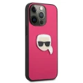 Etui Karl Lagerfeld Leather Ikonik Karl's Head Metal na iPhone 13 Pro / 13 6,1" - różowe