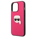 Etui Karl Lagerfeld Leather Ikonik Karl's Head Metal na iPhone 13 Pro / 13 6,1" - różowe
