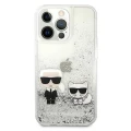Etui Karl Lagerfeld Liquid Glitter Karl&Choupette na iPhone 13 Pro / 13 6,1" - srebrne