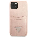 Etui Guess Saffiano Triangle Logo Cardslot na iPhone 13 - różowe