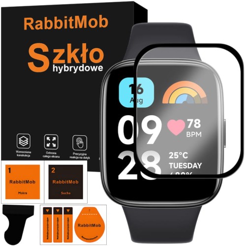 SZKŁO HYBRYDOWE OCHRONNE 3D DO XIAOMI REDMI WATCH 3 ACTIVE + ZESTAW DO MONTAŻU