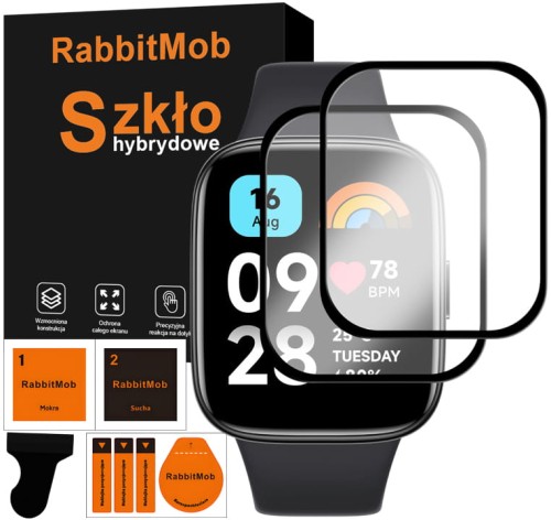 2X SZKŁO HYBRYDOWE OCHRONNE 3D DO XIAOMI REDMI WATCH 3 ACTIVE + ZESTAW DO MONTAŻU