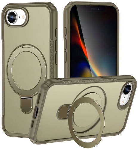 Etui do Apple iPhone 16E, PANCERNE RabbitMob Z PODSTAWKĄ do MagSafe, Case | Khaki