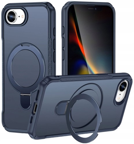 Etui do Apple iPhone 16E, PANCERNE RabbitMob Z PODSTAWKĄ do MagSafe, Case | Granatowe