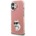Etui Karl Lagerfeld IML Aquarelle Choupette & Logo na iPhone 16 - różowe