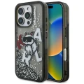 Etui Karl Lagerfeld Liquid Glitter Choupette Logo na iPhone 16 Pro - czarne
