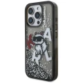Etui Karl Lagerfeld Liquid Glitter Choupette Logo na iPhone 16 Pro - czarne