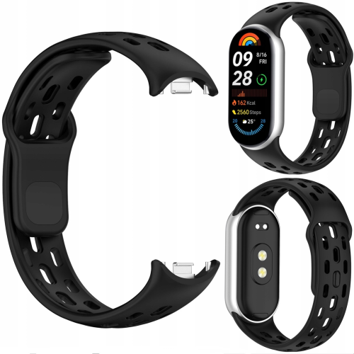 Pasek opaska RabbitMob do Xiaomi Mi Band 8/9/10, PERFOROWANY | Czarny