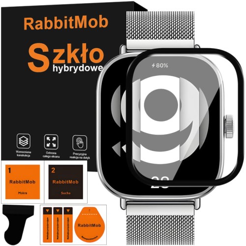 SZKŁO HYBRYDOWE 3D OCHRONNE DO XIAOMI REDMI WATCH 4 + ZESTAW DO MONTAŻU