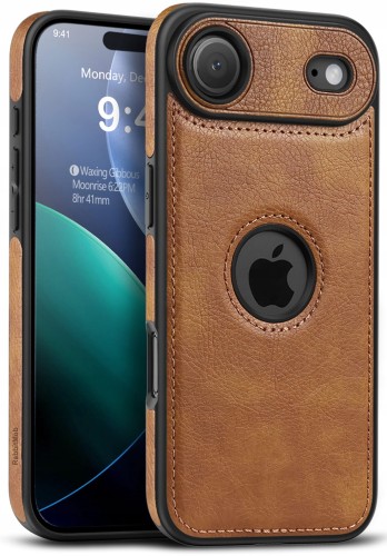 Etui do iPhone 17 Air, Skórzane ELEGANCKIE, Premium Eko-Skóra | Brązowe