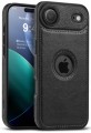 Etui do iPhone 17 Air, Skórzane ELEGANCKIE, Premium Eko-Skóra | Czarne