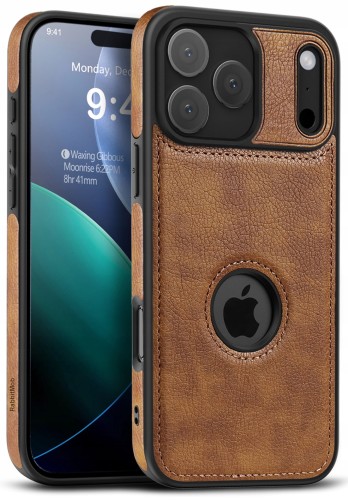 Etui do iPhone 17 Pro, Skórzane ELEGANCKIE, Premium Eko-Skóra | Brązowe