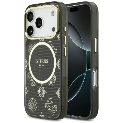 Etui Guess IML Peony Dot MagSafe na iPhone 17 Pro - czarne