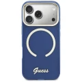 Etui Guess IML Script Metal MagSafe na iPhone 17 Pro - niebieskie