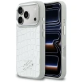 Etui Karl Lagerfeld Croco KL Script Logo MagSafe na iPhone 17 Pro - srebrne