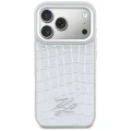 Etui Karl Lagerfeld Croco KL Script Logo MagSafe na iPhone 17 Pro - srebrne