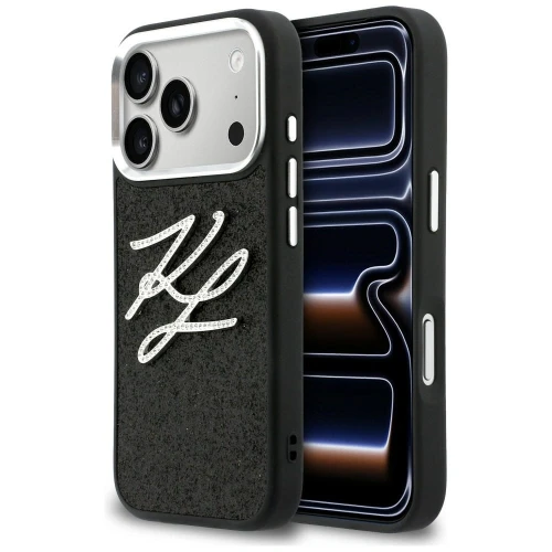 Etui Karl Lagerfeld IML Glitter KL Diamond Logo na iPhone 17 Pro - czarne