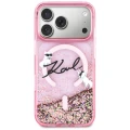 Etui Karl Lagerfeld Liquid Glitter Karl Script Logo MagSafe na iPhone 17 Pro - różowe