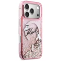 Etui Karl Lagerfeld Liquid Glitter Karl Script Logo MagSafe na iPhone 17 Pro - różowe