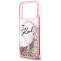 Etui Karl Lagerfeld Liquid Glitter Karl Script Logo MagSafe na iPhone 17 Pro - różowe