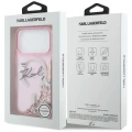 Etui Karl Lagerfeld Liquid Glitter Karl Script Logo MagSafe na iPhone 17 Pro - różowe