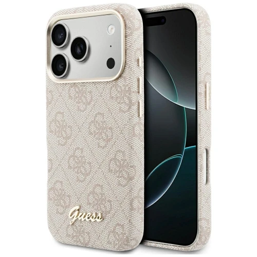 Etui Guess 4G Script MagSafe na iPhone 17 Pro Max - różowe