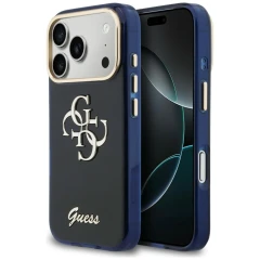 Etui Guess IML 4G Script Metal na iPhone 17 Pro Max - niebieskie