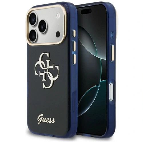 Etui Guess IML 4G Script Metal na iPhone 17 Pro Max - niebieskie