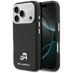 Etui Karl Lagerfeld Karl & Choupette Head Pins Saffiano MagSafe na iPhone 17 Pro Max - czarne